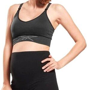 Reebok Studio Maternity Nursing Sports Bra Medium Impact Removable Pads Black L